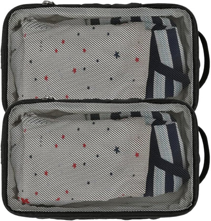 MOMIGO Baby Diaper Bag Organizer Pouches - 2 Pack Waterproof Pod Hanging Diaper Bag Mesh Bag Reusable, Washable or Baby Cloth Diapers (Black)
