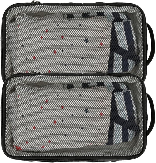MOMIGO Baby Diaper Bag Organizer Pouches - 2 Pack Waterproof Pod Hanging Diaper Bag Mesh Bag Reusable, Washable or Baby Cloth Diapers (Black)