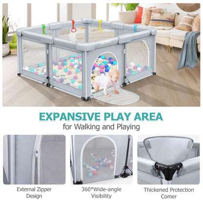 OCATO Baby Playpen Play Pen: Foldable Playpen for Babies and Toddlers Playard for Indoor Outdoor Activity Center Game Fence Safety Area Toddler Play Pen for Babies 6-12 Months Baby Gifts (50" × 50")