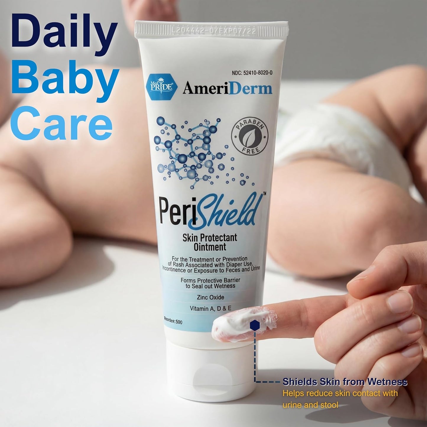 MED PRIDE Baby Diaper Rash Cream – Zinc Oxide Skin Protectant Ointment, 3.5 oz – Paraben-Free, Vitamins A D E, Moisturizing & Soothing Baby Butt Cream for Diaper Rash Relief & Prevention