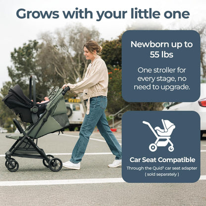 Inglesina Quid³ Lightweight Compact Travel Stroller for Baby & Toddler 0-55 lbs – One-Hand Fold, Reclining Seat, Airline Approved, Car Seat Compatible, UPF 50+ Canopy – Cosmic Black