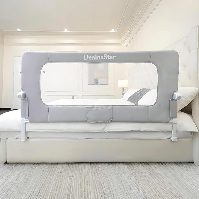 Bed Rail for Toddlers,Foldable Baby Bed Rail-32in/80cm Height Adjustable Safety Guard for Kids, Universal Fit Twin/Full/King/Queen Beds.