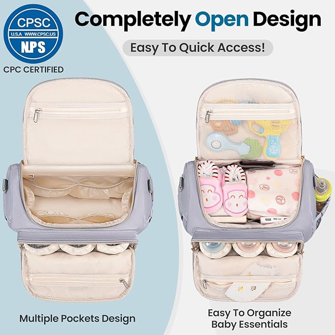 Tealari 4 in 1 Convertible Diaper Bag Backpack,Waterproof Baby Diaper Bag with Changing Pad,Converts into Baby Tote Bag,Diaper Backpack,Stroller Bag and Crossbody Diaper Bag