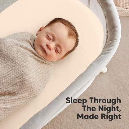 2-Pack Organic Bassinet Sheets for Girls, Boys - 100% Cotton Bassinet Mattress Sheets Compatible with Halo Bassinest Swivel Sleeper, Graco, Baby Delight, Chicco, Unisex Fitted Bassinet Sheets (Elly)