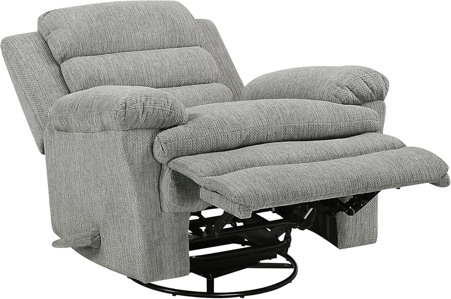 Lexicon Swivel Glider Reclining Chair, Textured Microfiber Manual Recliner, Comfy Nursery Glider Recliner, Swivel Reclining Chair for Living Room/Office/Bedroom/Apartment, Beige