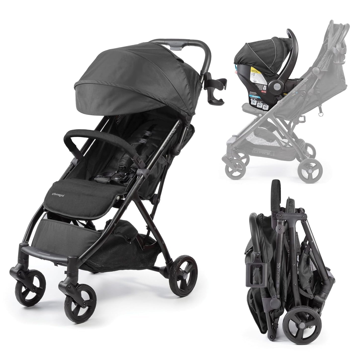 Ingenuity Ingenuity 3Dquickclose CS+ Compact Fold Stroller – Lightweight Stroller with Oversized Canopy, Extra-Large Storage and Compact Fold, Forest