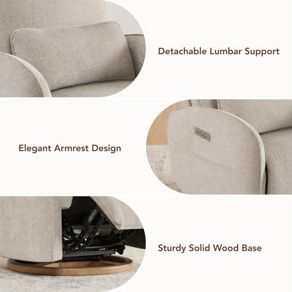 CHITA Power Nursery Glider Recliner Chair, Electric Swivel Rocker Recliner for Adults, Rocking Chair with Removable Lumbar Pillow for Living Room, FSC Certified, Fabric in Linen