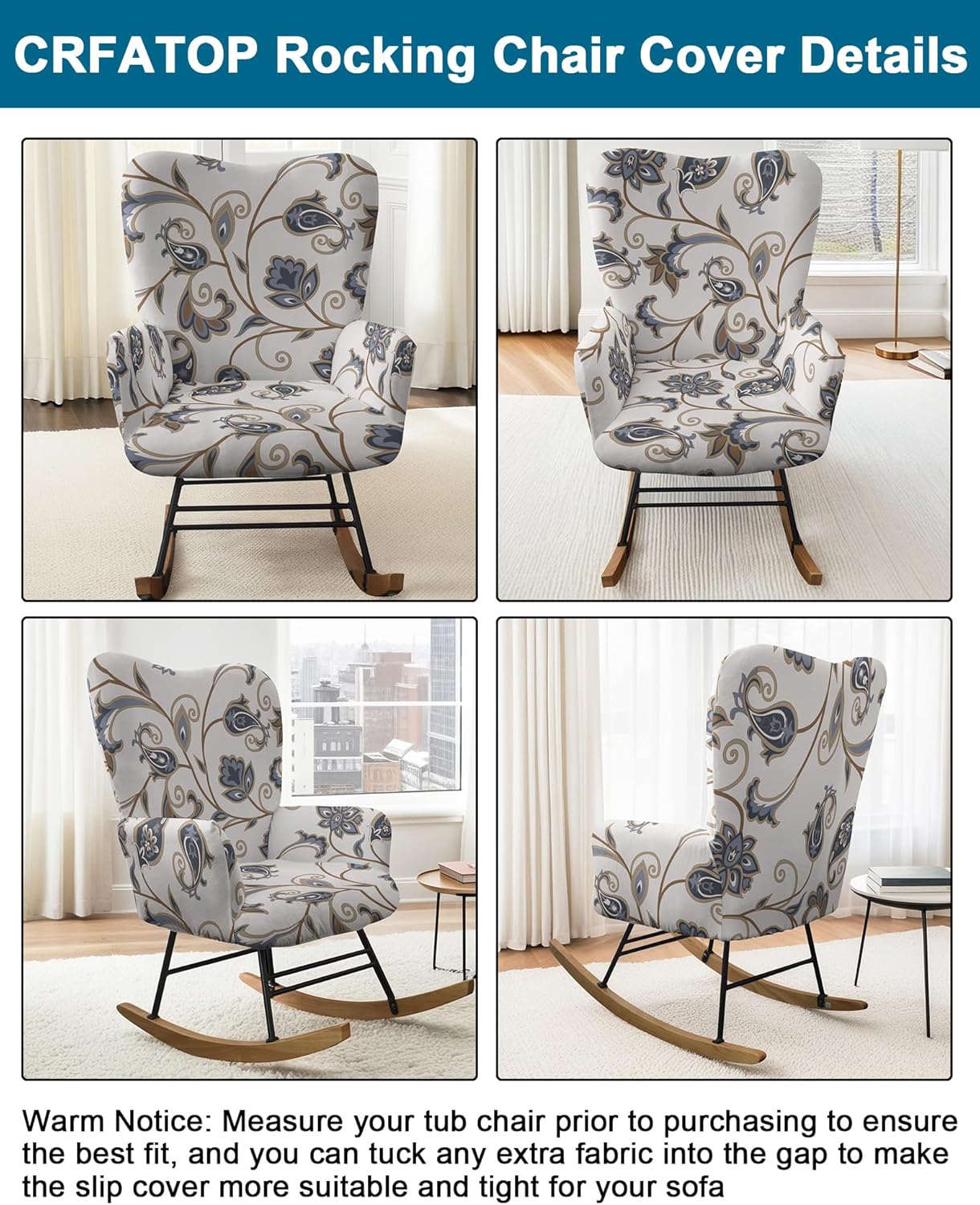 CRFATOP Jacquard 1 PC Nursery Rocking Chair Recliner Covers Upholstered Glider Rocker Banquet Armchair Slipcover Stretch Accent Chairs Furniture Protector for Living Room Bedroom Offices,Green