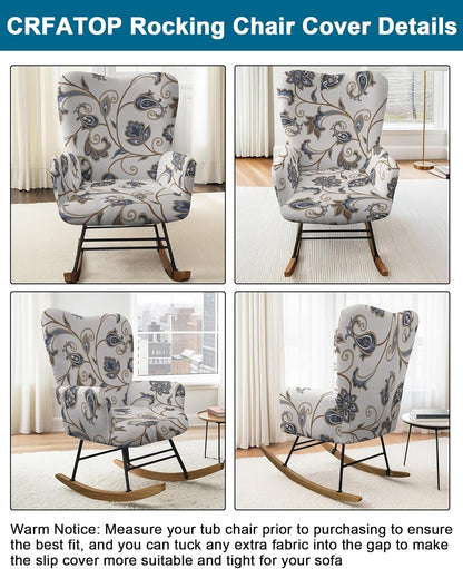 CRFATOP Jacquard 1 PC Nursery Rocking Chair Recliner Covers Upholstered Glider Rocker Banquet Armchair Slipcover Stretch Accent Chairs Furniture Protector for Living Room Bedroom Offices,Green