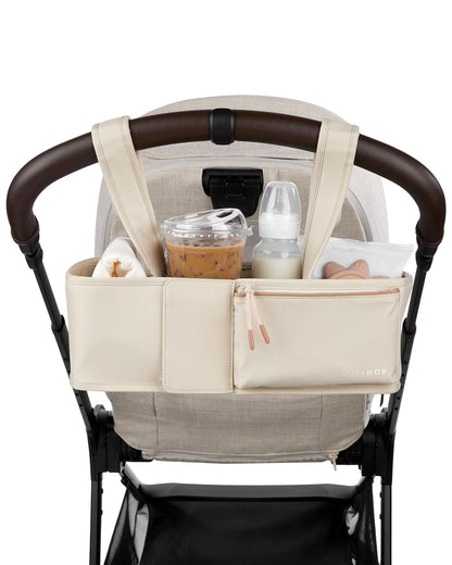 Skip Hop Ultimate Stroller Organizer Universal Fit with Adjustable Straps, Magnetic Flaps and Convertible Design That fits 40 oz. Tumblers, Oat