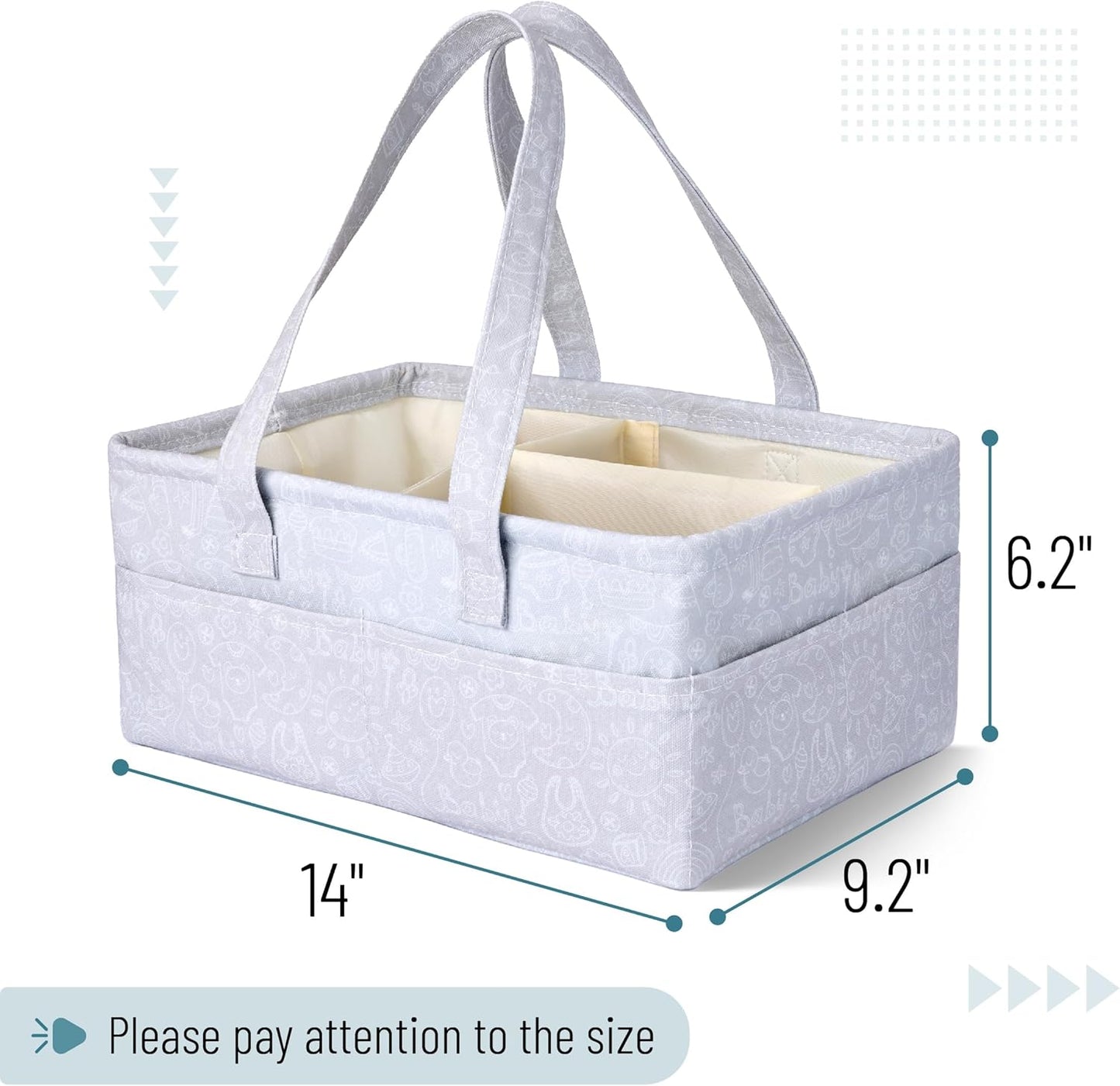 Mr. Pen- Baby Diaper Caddy Organizer, Pink with Star Pattern, Portable Car Caddy for Changing Table and Nursery