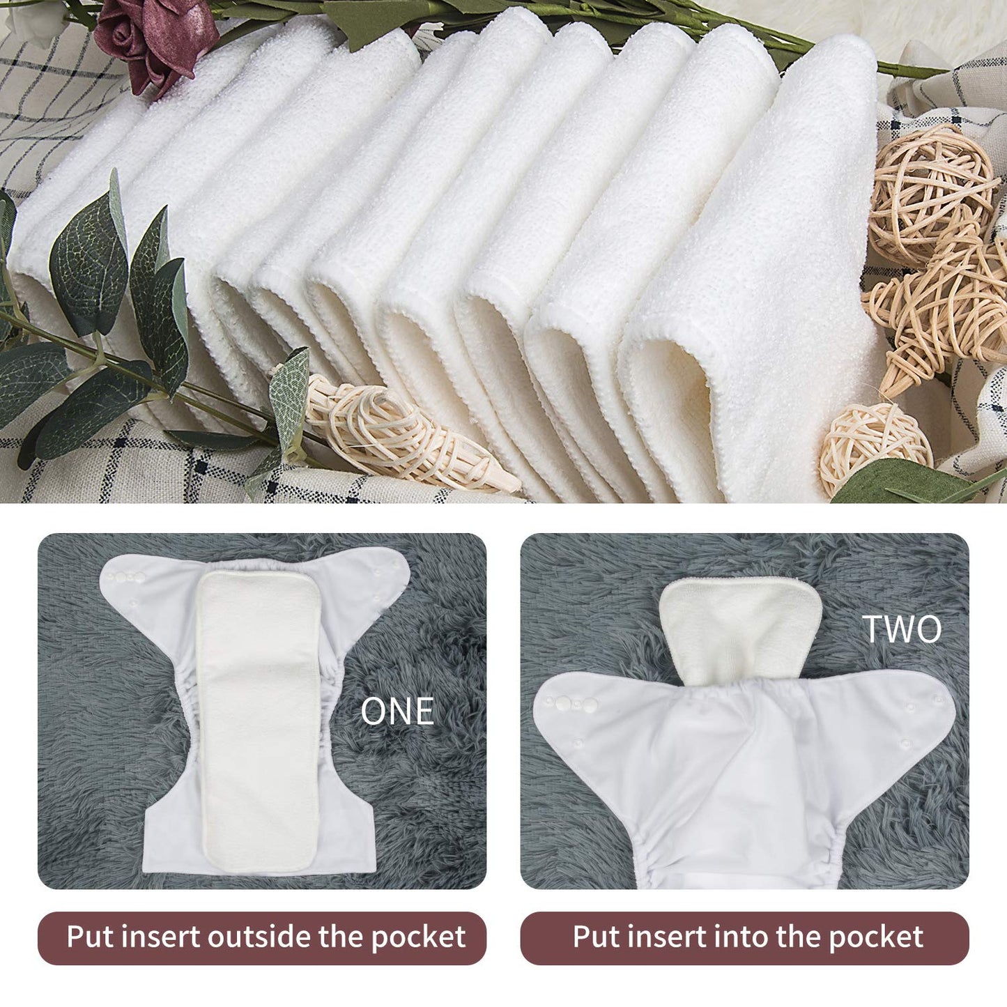 ALVABABY Baby Cloth Diapers 6 Pack with 12 Inserts Cloth Diaper Covers Adjustable Washable Reusable for Baby Girls and Boys