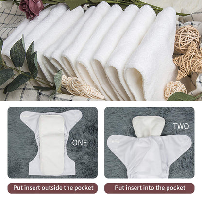 ALVABABY Baby Cloth Diapers 6 Pack with 12 Inserts Cloth Diaper Covers Adjustable Washable Reusable for Baby Girls and Boys
