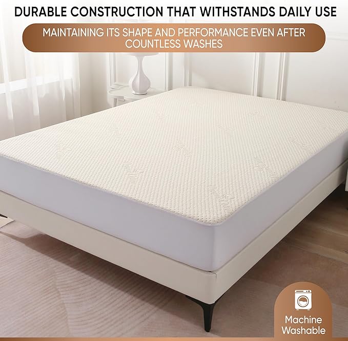 Luxury Waterproof Organic Mattress Protector King Size - Organic Cotton Breathable Mattress Pad Cover - Premium 380GSM 3D Air Fabric - Deep Pocket - Jersey Cotton Skirt - Fitted Design