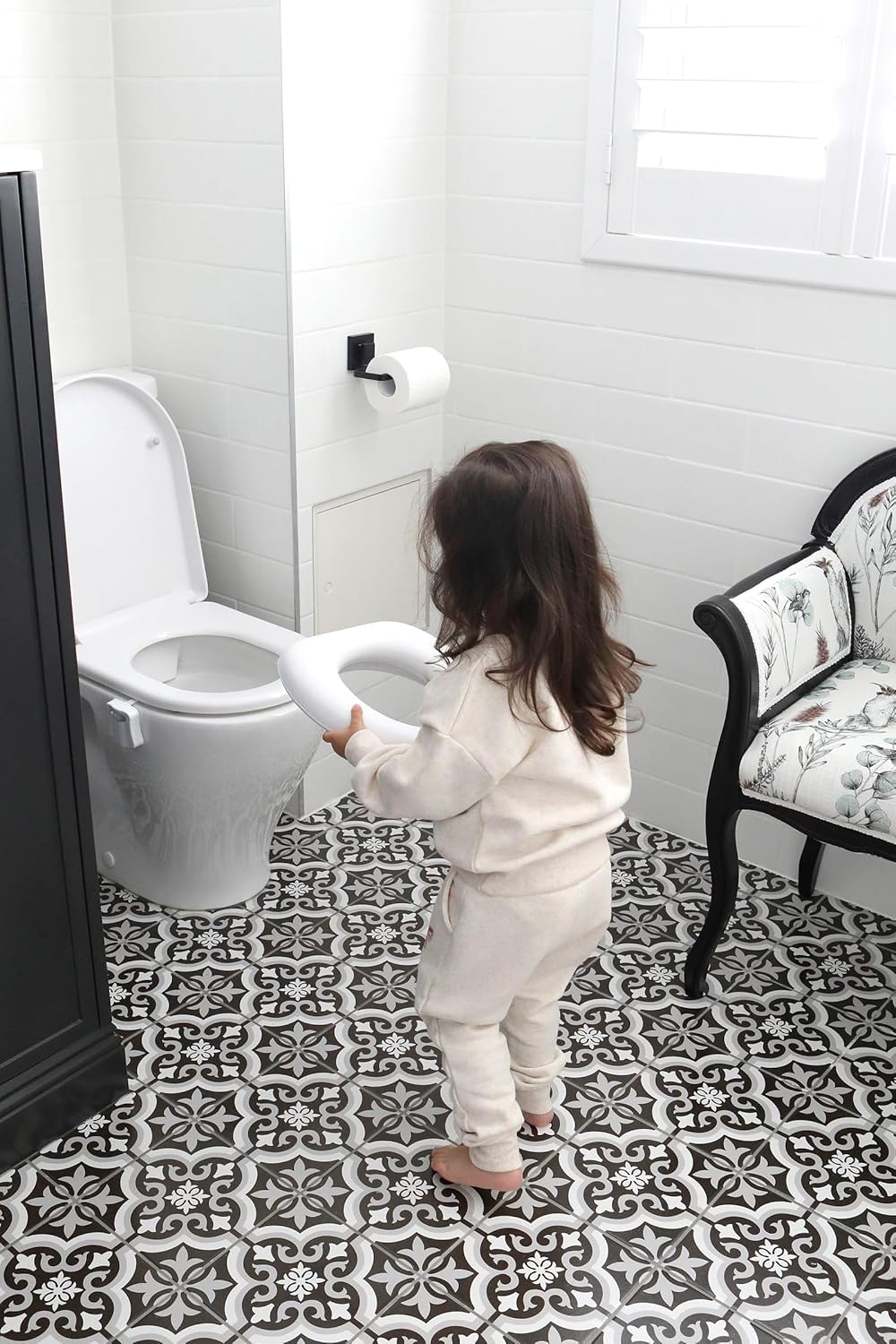 Dreambaby Soft Touch Potty Seat - Comfortable Padded Seat - With High Base Underneath for Secure Positioning - Fit Most Standard Toilets - White - Model L604