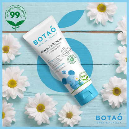 BOTAO Baby's Natural Diaper Cream | Organic Diaper Cream EWG Verified | Naturally Soothes Baby Rashes | Baby zinc Ointment Natural | For Sensitive Skin with Aloe Vera & Calendula, 2.5Oz