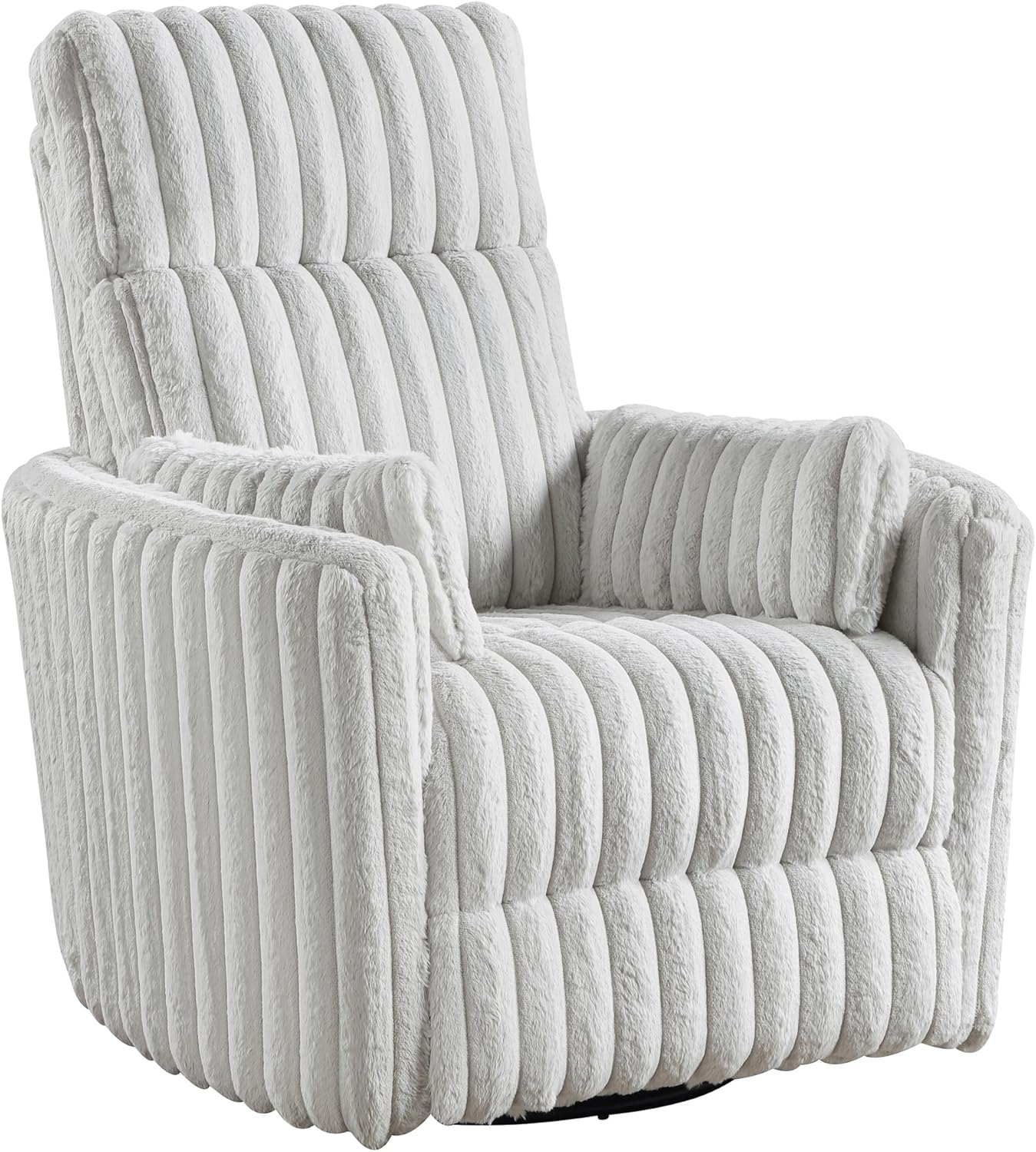Lexicon Modern Swivel Glider Recliner Chair, Nursery Glider, Corduroy Fabric Upholstery Recliner with High Back, Manual Recliner Sofa Chair for Living Room/Office/Apartment, Gray