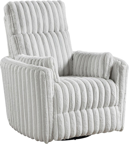 Lexicon Modern Swivel Glider Recliner Chair, Nursery Glider, Corduroy Fabric Upholstery Recliner with High Back, Manual Recliner Sofa Chair for Living Room/Office/Apartment, Gray