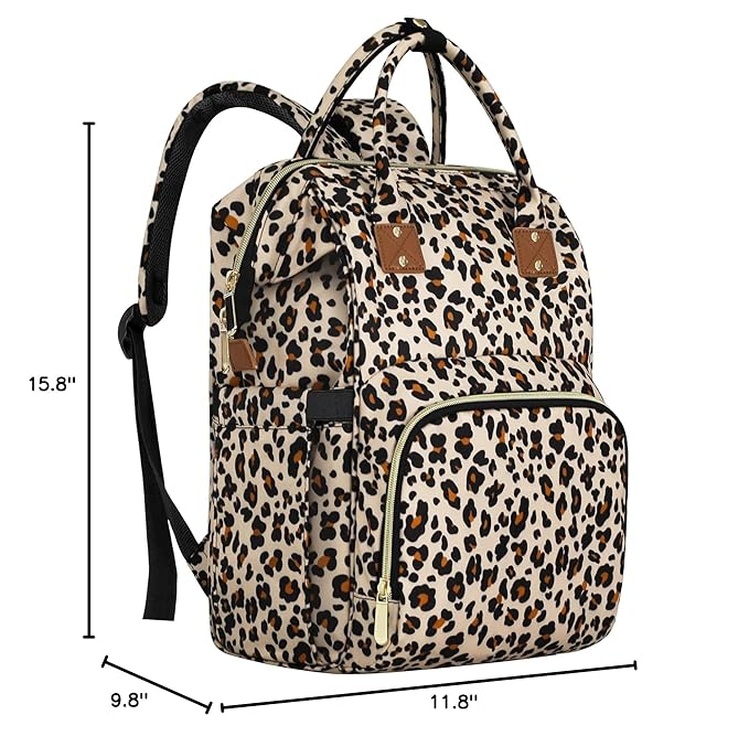 Femuar Diaper Bag Backpack Multifunction Maternity Diaper Bag for Baby Girls & Boys Large Capacity Travel Nappy Bags Leopard Print