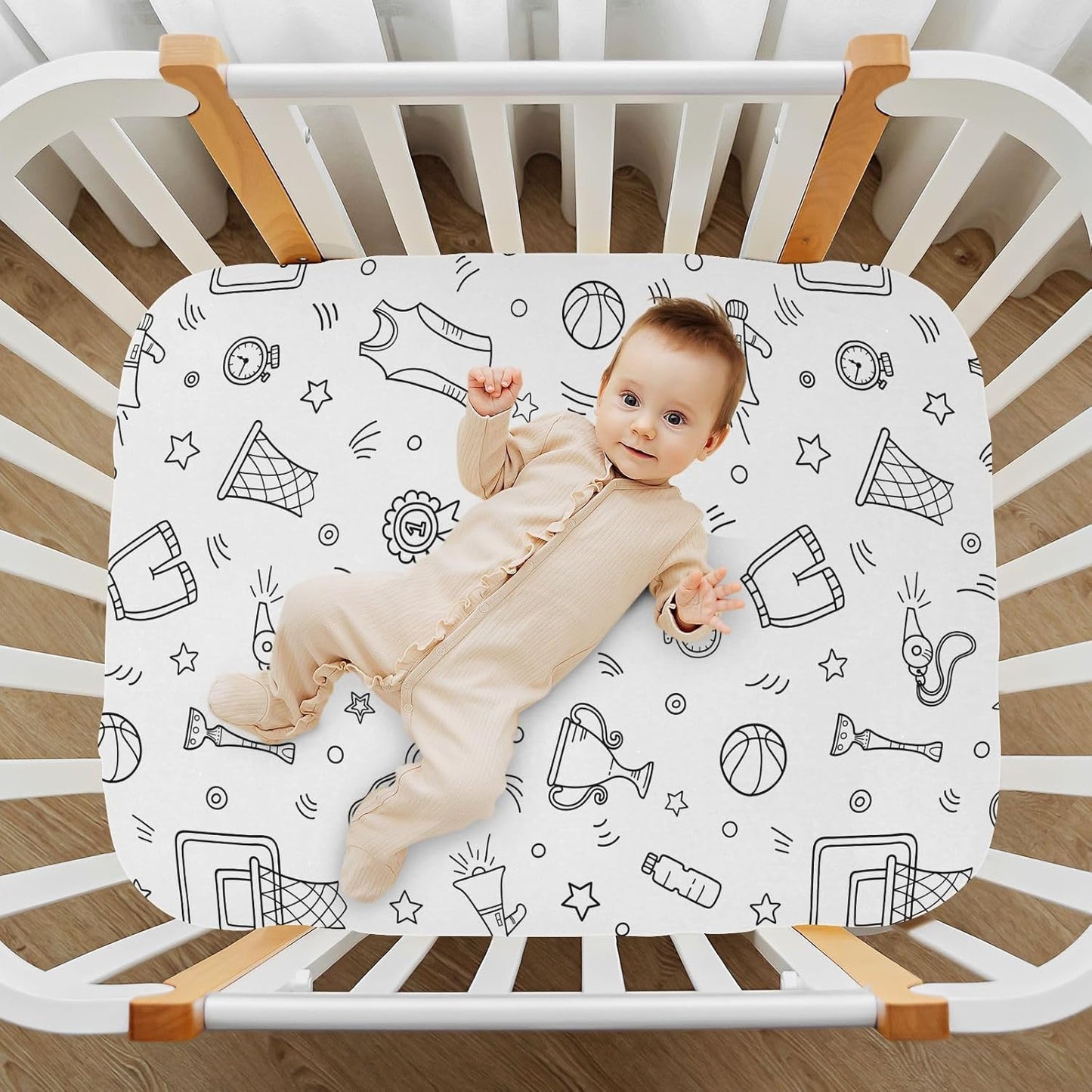 Fitted Crib Sheets Turtle Sea Horse Stretchy Portable Playard Sheets for Baby Toddler, Breathable Soft Mini Crib Mattress 39 x 27 in for Boys and Girls