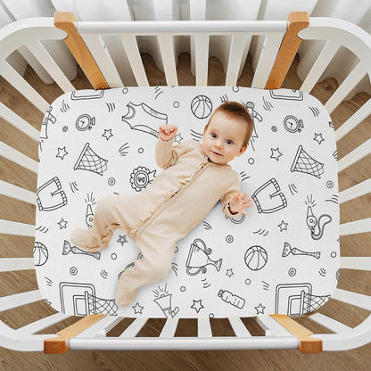 Fitted Crib Sheets Turtle Sea Horse Stretchy Portable Playard Sheets for Baby Toddler, Breathable Soft Mini Crib Mattress 39 x 27 in for Boys and Girls
