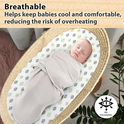 3-Pack Bedside Sleeper Bassinet Sheets | GOTS Certified Organic 100% Muslin Cotton | Ultra Soft & Breathable | 33×20×4” Fitted Sheets | Universal Fit 29–33” x 17–21” Pads