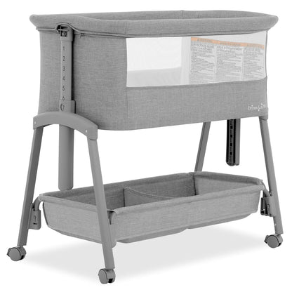 Dream On Me Calypso Portable Bassinet with Wheels, Adjustable Height Bedside Sleeper, Foldable Baby Bassinet with Breathable Mesh Sides, Foam Mattress, Easy Mobility & Travel-Friendly Design - Black