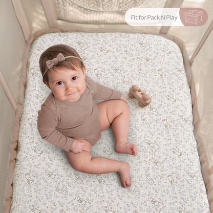 Blissful Diary Muslin Bassinet Sheets for Baby Girls Boys, Boho Soft Cotton Fitted for Oval Hourglass Rectangle Mattress, 2 Pack(Sunshine&Brown)