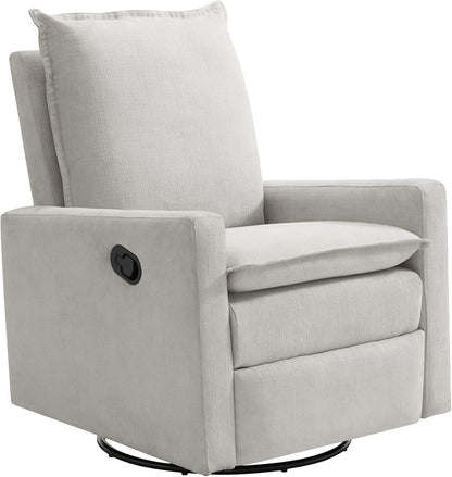Oxford Baby Uptown Upholstered Glider Recliner Rocking Chair 360° Swivel for Nursery and Living Room - Boucle White