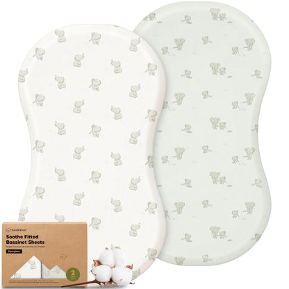 2-Pack Organic Bassinet Sheets for Girls, Boys - 100% Cotton Bassinet Mattress Sheets Compatible with Halo Bassinest Swivel Sleeper, Graco, Baby Delight, Chicco, Unisex Fitted Bassinet Sheets (Elly)