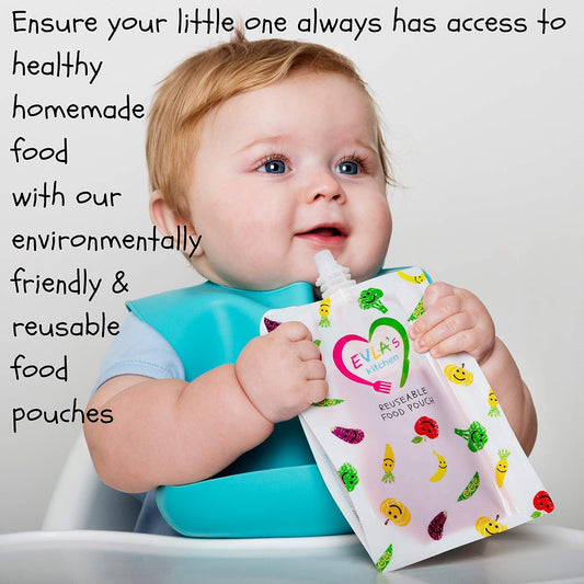 EVLA'S Baby Food Freezer Trays & Reusable Food Pouches Meal Prep Combo for Babies and Toddlers, Baby Food Containers & Meal Storage Perfect for Serving Homemade Healthy Smoothies & Purees