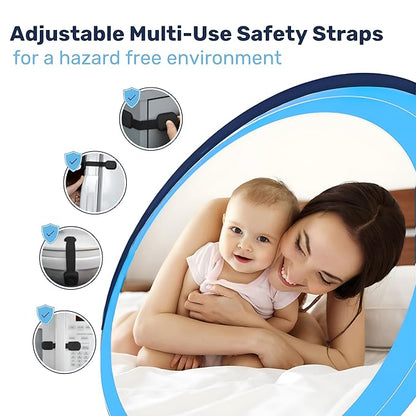 3M Adhesive Child Safety Strap Locks by Baby Proof Me, Baby Latches for Cabinets, Dishwashers, Fridges, Ovens and Trash Cans, Stain Free Toilet Lock (Black, 24 Safety Latches)