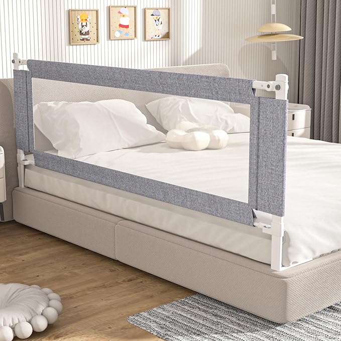 yulongtengfei Bed Rail Guard for Toddlers, 1-Piece Adjustable Height Baby Bed Rail, Kids Safety Guard Rails for Twin Full Queen King Size (Gray, 1 Side:82.7")