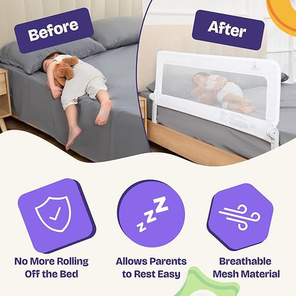 ComfyBumpy 1-Pack Bed Rail for Toddlers 55.5" L x 23.5" H | Extra Tall Toddler Bed Rails for Twin, Full, Queen & King Mattress Size | Swing Down Rail Guard | Mattress Side Rail for Kids | White