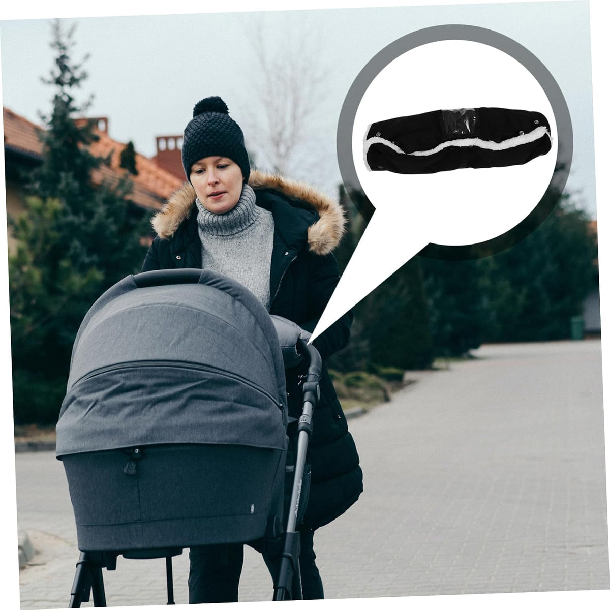 Stroller Gloves Mittens Thermal Gloves Hand Warmers Gloves Pram Hand Pram Handlebar Cover Hand Warmers Plush Material Dark Grey Baby Stroller Gloves Stroller Hand