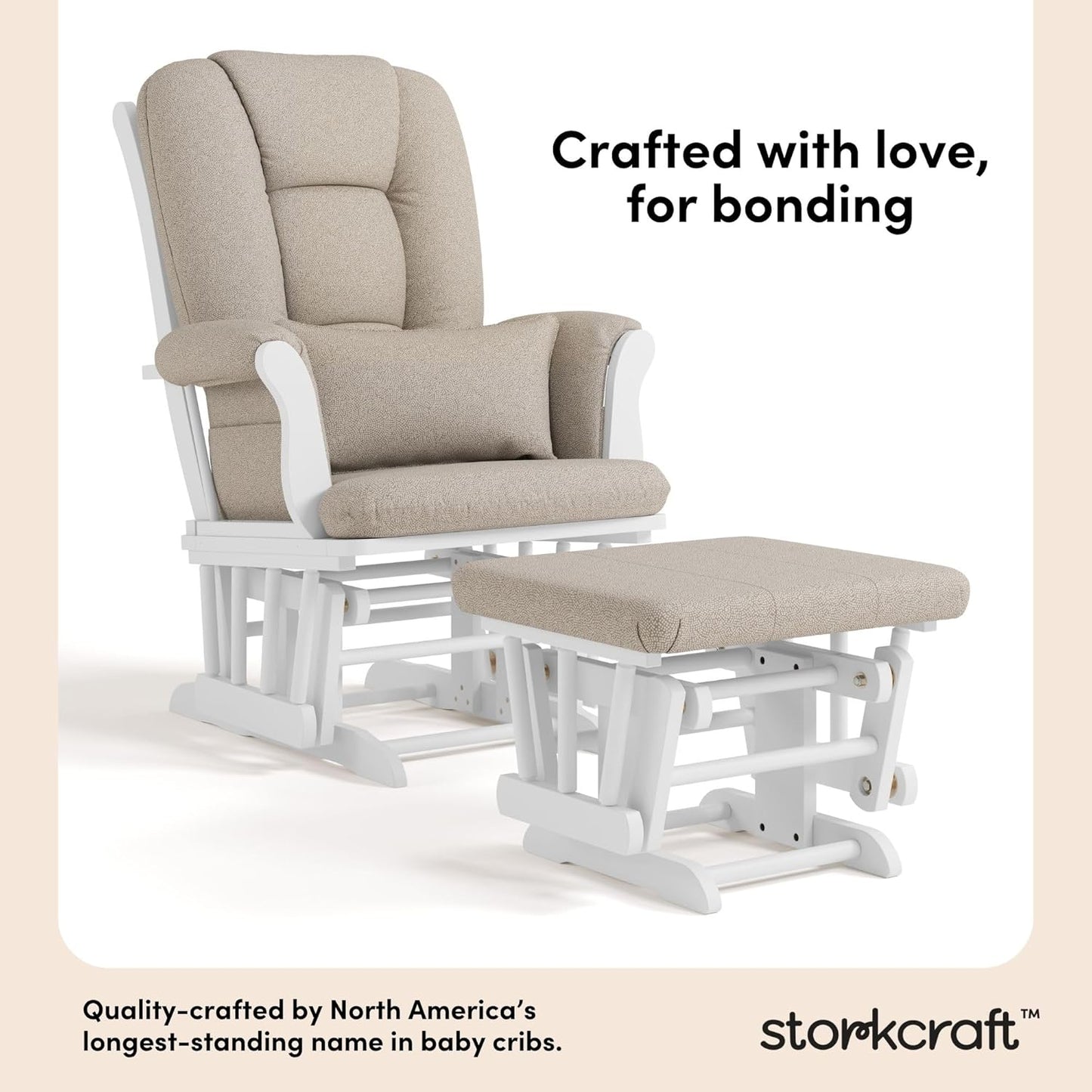 Storkcraft Tuscany Glider with Ottoman (Black/Gray) — GREENGUARD Gold Certified, Bonus Lumbar Cushion Included, Solid Wood Base, Smooth Motion, Award-Winning Nursery Rocking Chair, Glider and Ottoman