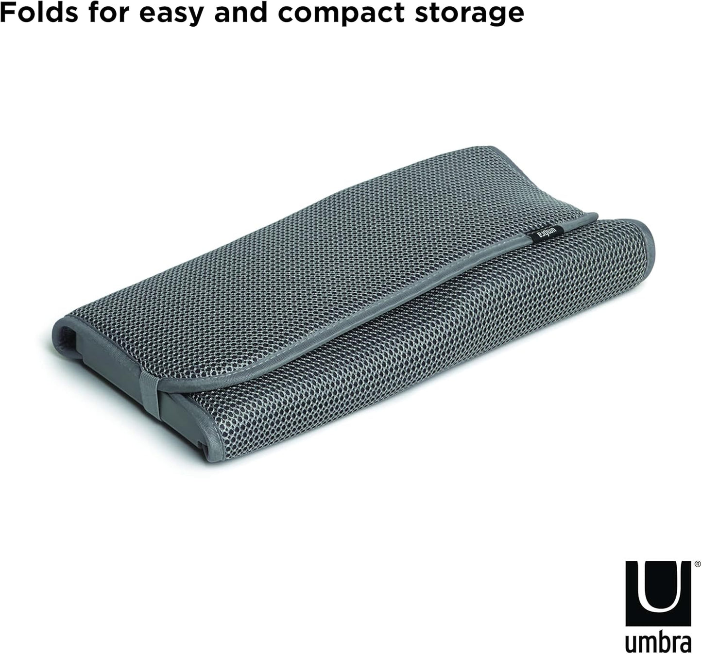 Umbra Udry Dish Rack and Microfiber Drying Mat – Space-Saving Design Folds Up for Easy Storage, Mini Rack, Gray