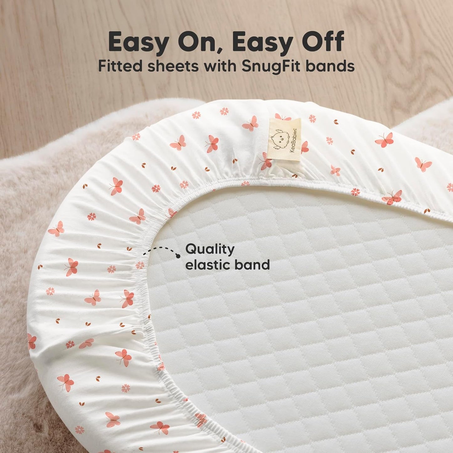 2-Pack Organic Bassinet Sheets for Girls, Boys - 100% Cotton Bassinet Mattress Sheets Compatible with Halo Bassinest Swivel Sleeper, Graco, Baby Delight, Chicco, Unisex Fitted Bassinet Sheets (Elly)