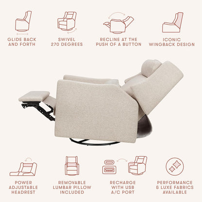 Kiwi Glider Recliner w/Electronic Control and USB | in Almond Teddy Loop w/Light Wood Base, Greenguard Gold Certified