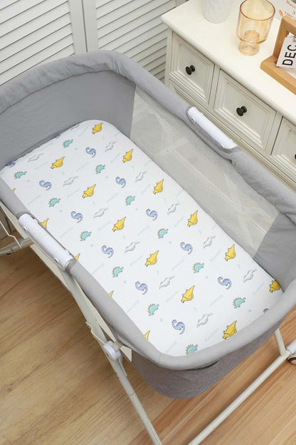 Onacosht Muslin Bassinet Sheets 3 Pack, 100% Cotton Baby Fitted Sheet 33" x 19" Compatible with Mika Micky, KoolaBaby (3 in 1), BabyBond, HARPPA and RICUTON Bedside Bassinet, Green, Floral and Cactus
