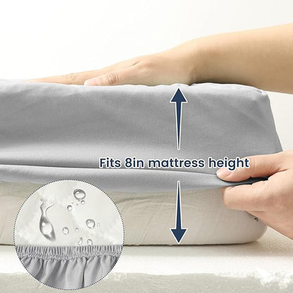 david's kids 2 Pack 52''x28'' Waterproof Crib Mattress Protector Pad Cover Stretch up to 8", Fitted Standard Crib and Toddler Mattresses, Soft and Breathable for Boys Girls, Grey & Sage Green