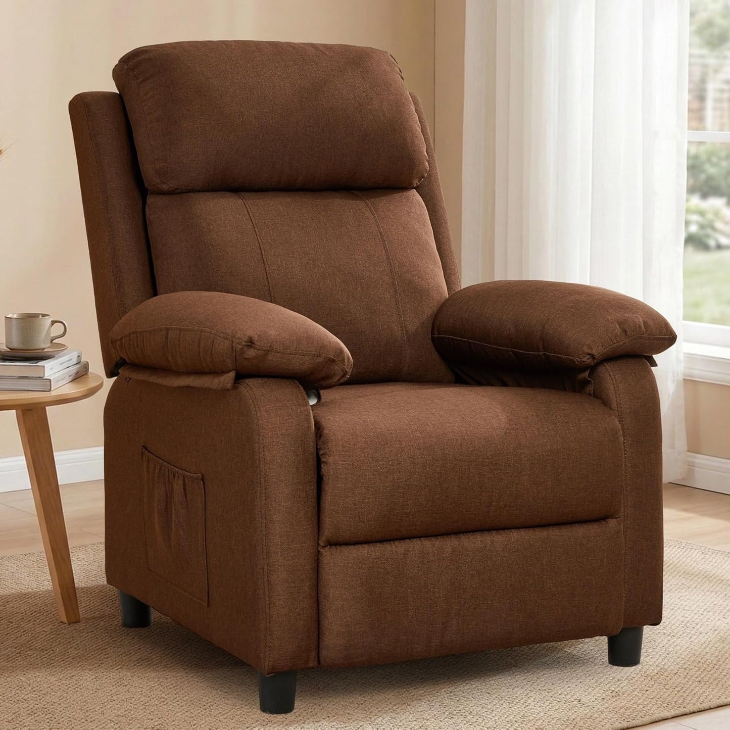 Korser Recliner Chair, 360 Swivel Rocker Chair for Adults, Small Rocking Recliner for Small Spaces, Upholstered Fabric Glider Recliner Nursery