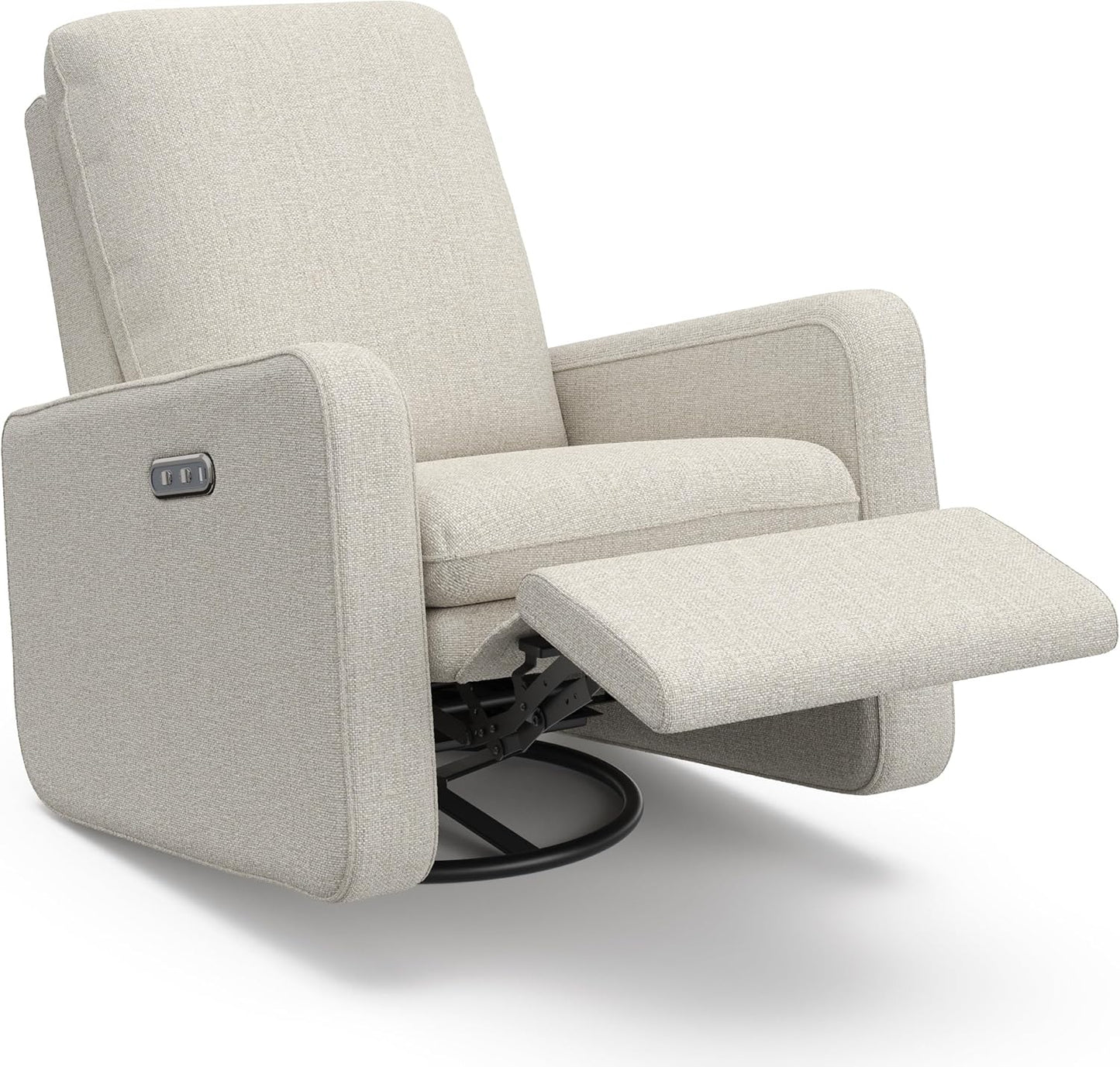 Graco Teddi Power Recliner Swivel Glider, Electronic Power Recline, Oeko-TEX 100 Certified, USB-A & USB-C Charger, Premium Cushioning & Comfort – (Ivory Basketweave)