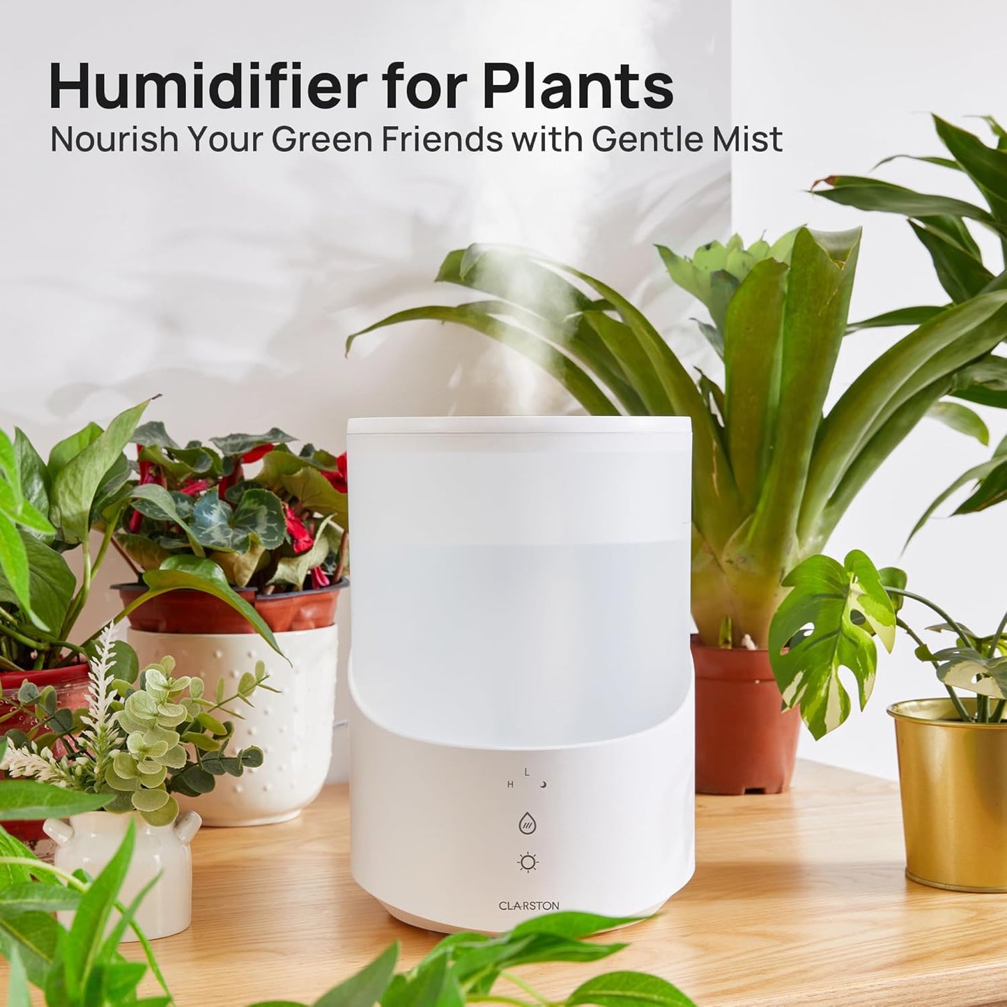 Clarston 2L Cool Mist Humidifier for Bedroom with 360° Adjustable Nozzle, High and Low Mist Levels, Ultra-Low Noise, Light-Off, No BPA, Auto Shut Off, Ideal Baby Humidifier with Easy Top Filling