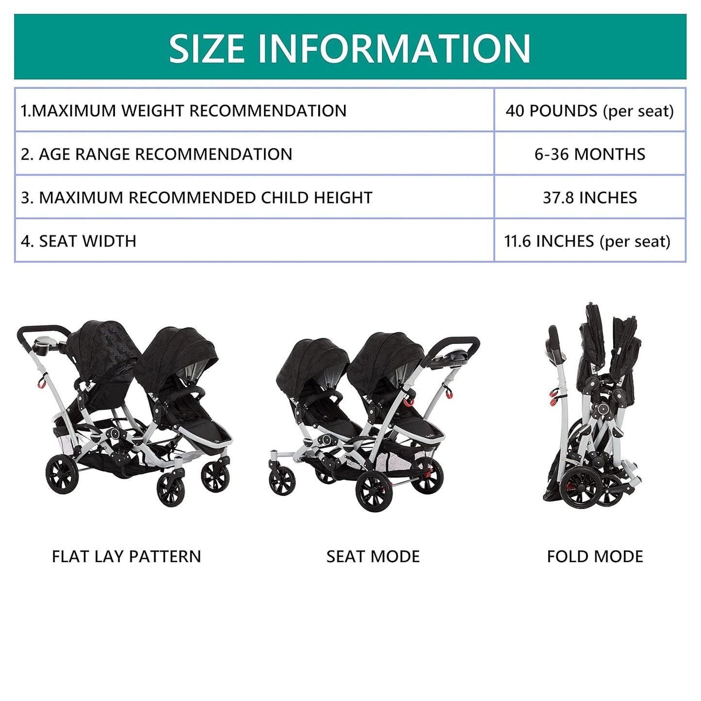 Dream On Me Track Tandem Double Umbrella Stroller in Slate, Lightweight Double Stroller for Infant and Toddler, Multi-Position Reversible & Reclining Seats, Large Storage Basket and Canopy