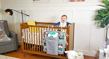 Premium Nursery Organizer | Hanging Diaper Caddy for Baby Essentials | Crib, Changing Table or Playard Storage Organizer | 8-Compartment