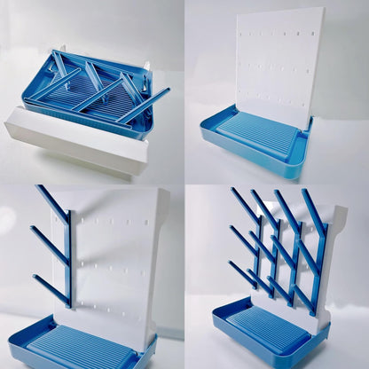 Baby Bottle Drying Rack, Countertop Bottle Dryer, Cup Drying Rack, for 12Pc Bottles and Accessories,Pump Parts,Pacifiers,for Small Water Cup,Vitality Blue, Free Small Brush for Cleaning