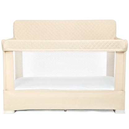 Baby Delight Lunaire Full Size Crib | Breathable Mesh Baby Crib | Tool-Free Assembly Baby Bed | 100% GOTS Certified Organic Cotton Fabric | Organic Oat
