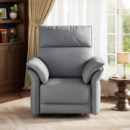 GarveeHome Power Recliner Chair, 270° Swivel Rocking Glider with USB Charging Port, Chenille Upholstered Fabric, Ergonomic Modern Nursery Chair for Living Room, Bedroom, Nursery (Beige)