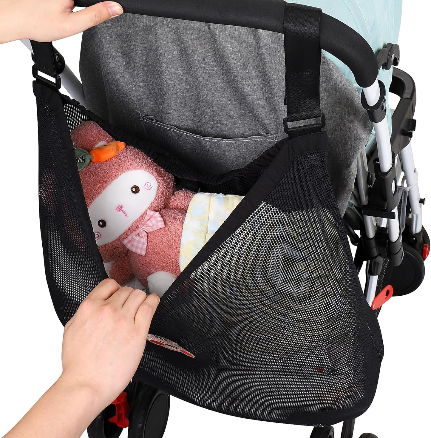 Accmor Universal Stroller Organizer, Large Storage Stroller Bag Fits for Uppababy, Nuna, Britax, Doona Strollers, Non-Slip Adjustable Storage Mesh Caddy Accessories for Stroller Crib